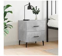 Bedside Cabinet Concrete Grey 40x35x47.5cm Engineered Wood 4 Drawer Mid-Century