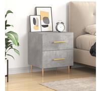 Bedside Cabinet Concrete Grey 40x35x47.5cm Engineered Wood Drawers Metal Feet UK