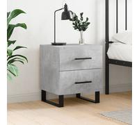 Bedside Cabinet Concrete Grey 40x35x47.5cm Engineered Wood Iron Feet 2pc Drawers