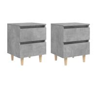 Bedside Cabinet Concrete Grey 40x35x50cm Engineered Wood Drawer Mid-Century Legs