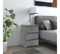 Bedside Cabinet Concrete Grey 40x35x62.5cm Engineered Wood 3-Drawer Rustic Style