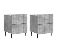Bedside Cabinet Concrete-Grey 43x34.5x49.5cm Engineered Wood 4-Drawer 2pc Modern