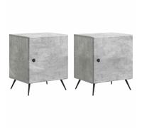 Bedside Cabinet Concrete Grey 43x34.5x50cm Engineered Wood 2pcs Storage Compact