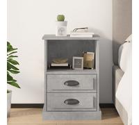 Bedside Cabinet Concrete Grey 43x36x60cm Engineered Wood 2 Drawer Nightstand New