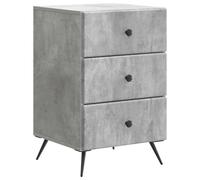 Bedside Cabinet Concrete Grey 43x41x66.5cm Engineered Wood 3-Drawer Rustic Retro
