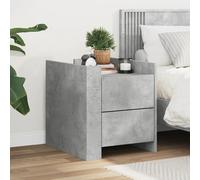 Bedside cabinet Concrete Grey 45x50x50cm Engineered Wood 2 Drawers Modern Slim