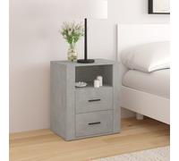 Bedside Cabinet Concrete Grey 50x36x60cm Engineered Wood Matte 2 Drawers 1 Shelf
