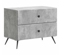Bedside Cabinet Concrete Grey 62x34.5x47.5cm Engineered Wood 2-Drawer Nightstand