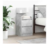 Bedside Cabinet Concrete Grey Engineered Wood 38x34x80 cm 2 Drawers Modern Slim