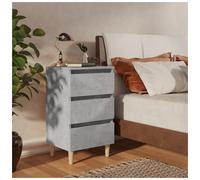 Bedside Cabinet Concrete Grey Engineered Wood 40x35x69cm 3-Drawer Rustic Bedroom