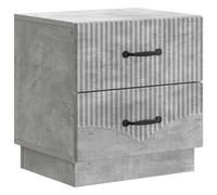Bedside Cabinet Concrete Grey Engineered Wood 43x34.5x44.5cm 2-Drawer Vintage UK