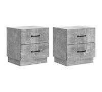 Bedside cabinet Concrete grey Engineered wood 43x34.5x44.5cm 4-drawer 2pcs set.