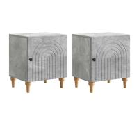 Bedside Cabinet Concrete Grey Engineered Wood 43x34.5x50cm 2pc Nightstand Style