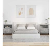 Bedside Cabinet Concrete Grey Engineered Wood 49x36x61cm 2-Drawer SmallPack set