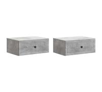 Bedside Cabinet Concrete Grey Engineered Wood Wall Mount Nightstand 49x34.5x20cm