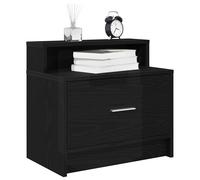 Bedside Cabinet Engineered Wood Black 51x31x47 cm 1 Drawer Open Shelf 2pc Set UK