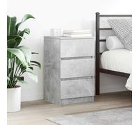 Bedside Cabinet Engineered Wood Concrete Grey 39x35x65 cm 3-Drawer Set 2pcs Pack
