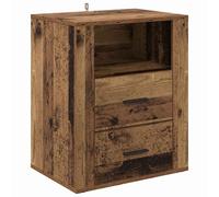 Bedside Cabinet Old wood 50x36x60cm Engineered wood 2 Drawers 1 Shelf Minimalist