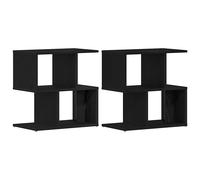 Bedside Tables Black Oak Natural Wood 50x30x51.5 cm Matte Rect Set Storage