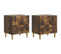 Bedside cabinet Concrete Grey 43x34.5x48cm Engineered Wood 4-Drawer Mini 2pc Set