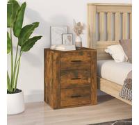 Bedside Cabinet Engineered Wood Smoked Oak 50x36x60 cm 3-Drawer Nightstand Slim