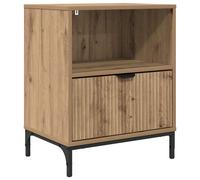 Bedside Table Sonoma Oak 49x36x61cm Engineered Wood Drawer Shelf With Steel Legs