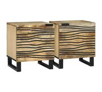 vidaXL Bedside Cabinet 2 pcs Walnut 40 x 33 x 46 cm Solid Acacia wood - Brown, Brown