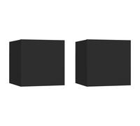 Bedside Cabinet Floating Wall-Mounted Black Engineered Wood 30.5x30x30 cm Shelf