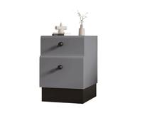 Bedside Cabinet Gray Small Wooden Nightstand Narrow Side Clip Seam Cabinet Black Minimalist Bedside Drawers(Large)