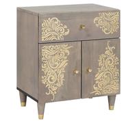 Bedside Cabinet Grey Solid Mango Wood 50x33x60cm Hand-Painted Front Door Stylish