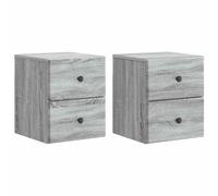 Bedside Cabinet Grey Sonoma 34.5x33x40cm Engineered Wood Wall-Mount 2pcs 4dr Set