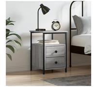 Bedside Cabinet Grey Sonoma 34x35.5x50cm Engineered Wood Metal 2 Drawers Modern