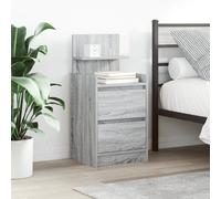 Bedside Cabinet Grey Sonoma 38x34x80 cm Engineered Wood 2-Drawer Set Modern Pair