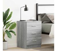 Bedside Cabinet Grey Sonoma 38x35x56 cm Engineered Wood 3 Drawer Mini Nightstand