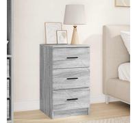 Bedside Cabinet Grey Sonoma 38 x 38 x 66 cm Engineered Wood 3-Drawer Modern Unit