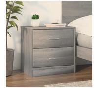 Bedside Cabinet Grey Sonoma 40x30x40cm Engineered Wood 2-Drawer Nightstand Slim