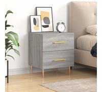 Bedside Cabinet Grey Sonoma 40x35x47.5cm Engineered Wood 1 Drawer Metal Feet UK