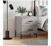 Bedside Cabinet Grey Sonoma 40x35x47.5cm Engineered Wood 2-Drawer Compact Matte.