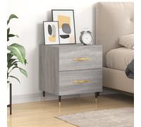 Bedside Cabinet Grey Sonoma 40x35x47.5cm Engineered Wood Metal Feet 1 Drawer Oak
