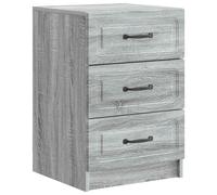 Bedside Cabinet Grey Sonoma 43 x 41 x 63.5 cm. Engineered Wood 3-Drawer Vintage