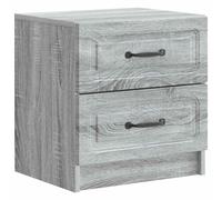 Bedside Cabinet Grey Sonoma 43x34.5x44.5cm Engineered Wood 2 Drawer Vintage Mini