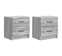 Bedside cabinet Grey Sonoma 43x34.5x44.5cm Engineered wood 4 drawers Vintage bed