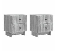 Bedside Cabinet Grey Sonoma 43x34.5x47.5cm Engineered Wood 4 Drawer Storage Set