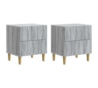 Bedside Cabinet Grey Sonoma 43x34.5x48cm Engineered Wood 2 Drawer Nightstand Set