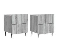 Bedside Cabinet Grey Sonoma 43x34.5x49.5cm Engineered Wood 4-Drawer Set 2pc Slim