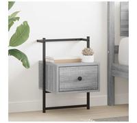 Bedside Cabinet Grey Sonoma Engineered Wood 35x30x51 cm 1 Drawer Metal Legs Slim