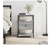 Bedside Cabinet Grey Sonoma Rustic 40x42x56cm Engineered Wood 1 Drawer 2 Shelves