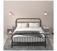 Bedside cabinet GreySonoma 40x35x50 cm Engineered Wood & Metal Rustic Nightstand