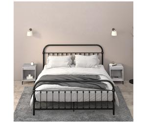 Bedside cabinet GreySonoma 40x35x50 cm Engineered Wood & Metal Rustic Nightstand