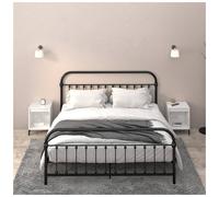 Bedside Cabinet High Gloss White 2pcs Engineered Wood Metal Storage 40x35x50cm
